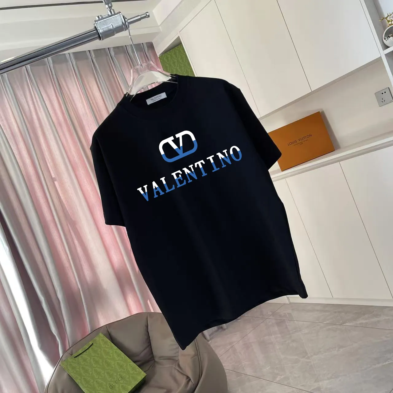VALENTIN* 2026 New Arrival logo 300g T Same Style Size：S M L XL XXL ：Black White Purple Gray